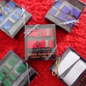 Coloured garters in a box