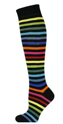 Coloured strip and black sock