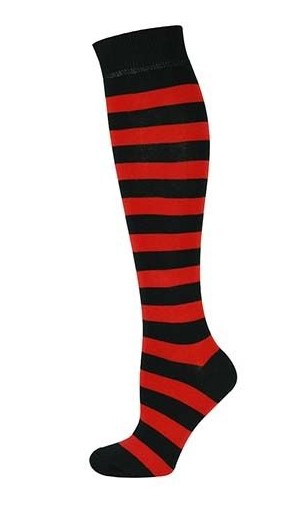 Red and black stripe sock