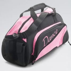 Pink and Black Sport Bag with Dance written in pink