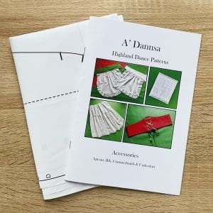 Pattern with image of 4 highland dance accessories on front