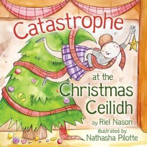 Book cover with a dancer falling off a christmas tree whilst holding onto a star